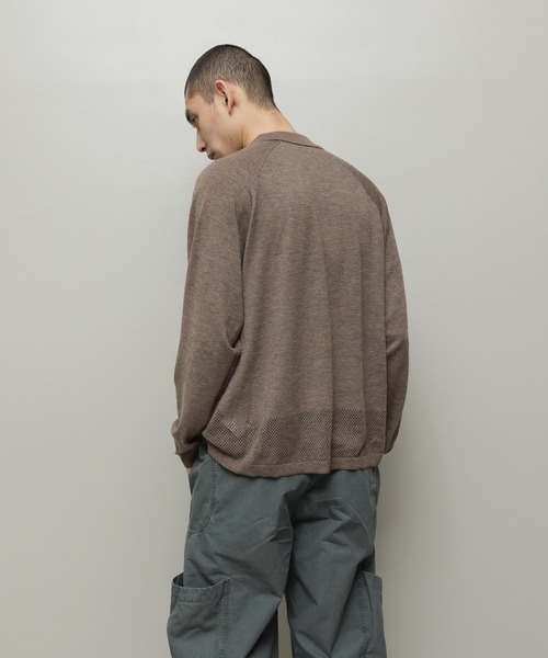 BAL（バル）の「VENTILATION MESH KNIT ZIP POLO LS（ニット/セーター・メンズ・ブラック/ブラウン/ベージュ・3/2/1）」の9枚目の写真
