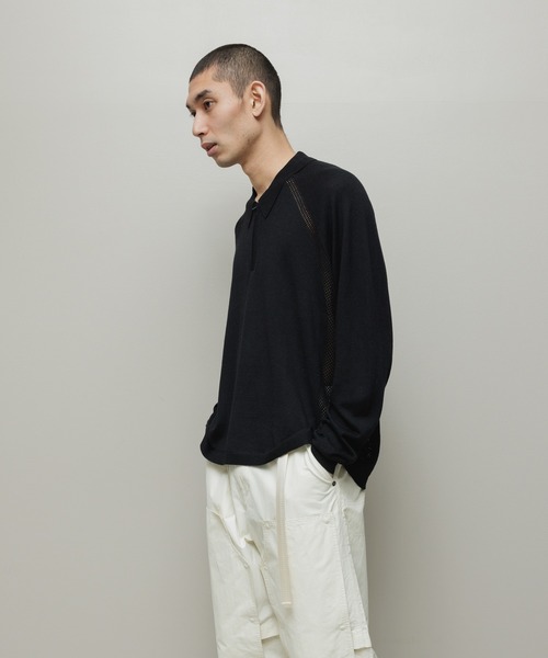 BAL（バル）の「VENTILATION MESH KNIT ZIP POLO LS（ニット/セーター・メンズ・ブラック/ブラウン/ベージュ・3/2/1）」の4枚目の写真