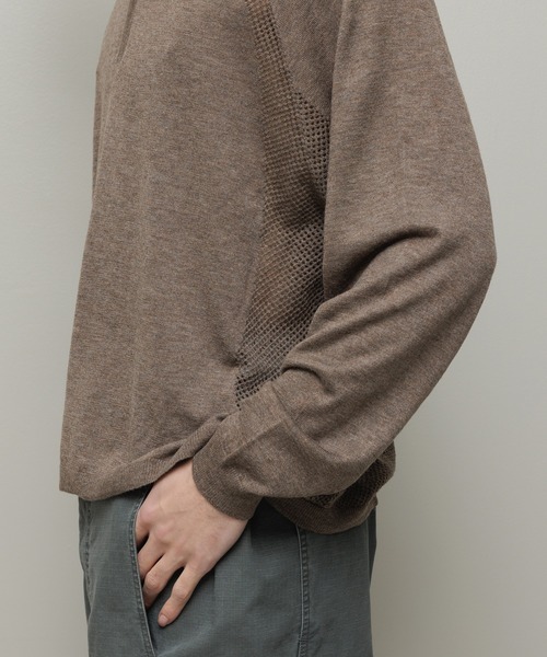 BAL（バル）の「VENTILATION MESH KNIT ZIP POLO LS（ニット/セーター・メンズ・ブラック/ブラウン/ベージュ・3/2/1）」の10枚目の写真