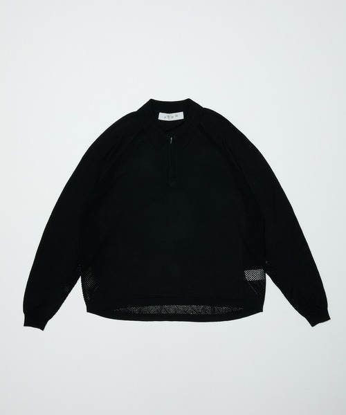 BAL（バル）の「VENTILATION MESH KNIT ZIP POLO LS（ニット/セーター・メンズ・ブラック/ブラウン/ベージュ・3/2/1）」の12枚目の写真