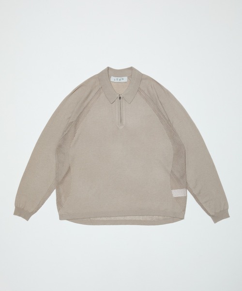 BAL（バル）の「VENTILATION MESH KNIT ZIP POLO LS（ニット/セーター・メンズ・ブラック/ブラウン/ベージュ・3/2/1）」の14枚目の写真
