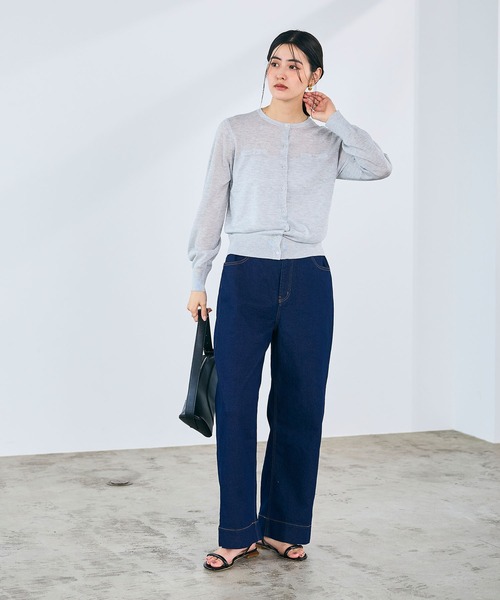 CROSS FUNCTION（クロスファンクション）の「《ストレッチ》エブ楽 ワイドボックスストレッチデニムパンツ【CROSS FUNCTION/クロスファンクション】（デニムパンツ・レディース・ブラック/ネイビー・M/L/LL/AM/AL/ALL）」の12枚目の写真