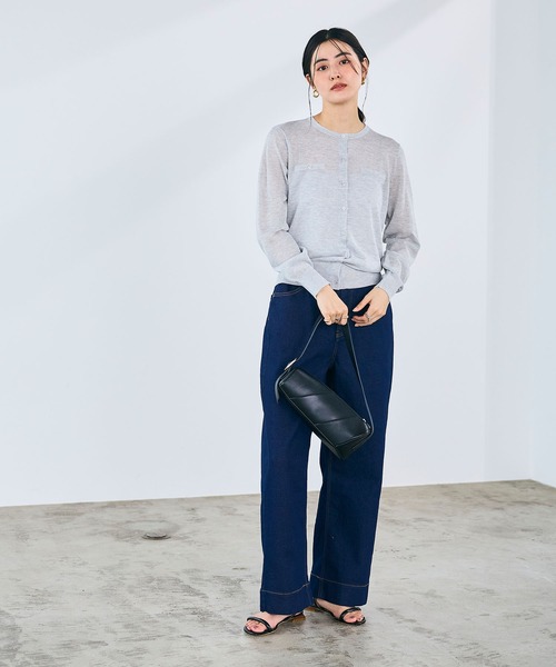 CROSS FUNCTION（クロスファンクション）の「《ストレッチ》エブ楽 ワイドボックスストレッチデニムパンツ【CROSS FUNCTION/クロスファンクション】（デニムパンツ・レディース・ブラック/ネイビー・M/L/LL/AM/AL/ALL）」の13枚目の写真