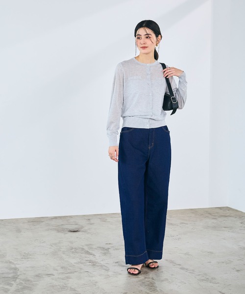 CROSS FUNCTION（クロスファンクション）の「《ストレッチ》エブ楽 ワイドボックスストレッチデニムパンツ【CROSS FUNCTION/クロスファンクション】（デニムパンツ・レディース・ブラック/ネイビー・M/L/LL/AM/AL/ALL）」の14枚目の写真