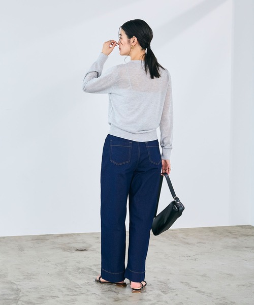 CROSS FUNCTION（クロスファンクション）の「《ストレッチ》エブ楽 ワイドボックスストレッチデニムパンツ【CROSS FUNCTION/クロスファンクション】（デニムパンツ・レディース・ブラック/ネイビー・M/L/LL/AM/AL/ALL）」の11枚目の写真