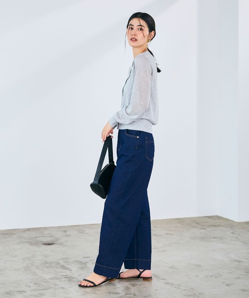 CROSS FUNCTION（クロスファンクション）の「《ストレッチ》エブ楽 ワイドボックスストレッチデニムパンツ【CROSS FUNCTION/クロスファンクション】（デニムパンツ・レディース・ブラック/ネイビー・M/L/LL/AM/AL/ALL）」の10枚目の写真