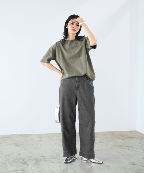 CROSS FUNCTION（クロスファンクション）の「《ストレッチ》エブ楽 ワイドボックスストレッチデニムパンツ【CROSS FUNCTION/クロスファンクション】（デニムパンツ・レディース・ブラック/ネイビー・M/L/LL/AM/AL/ALL）」の19枚目の写真