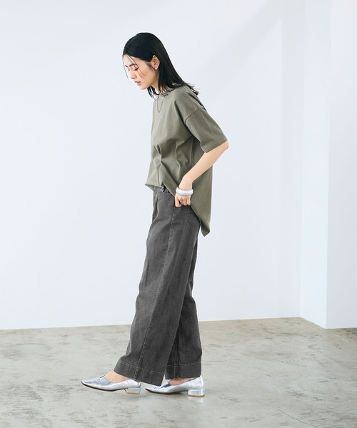 CROSS FUNCTION（クロスファンクション）の「《ストレッチ》エブ楽 ワイドボックスストレッチデニムパンツ【CROSS FUNCTION/クロスファンクション】（デニムパンツ・レディース・ブラック/ネイビー・M/L/LL/AM/AL/ALL）」の22枚目の写真