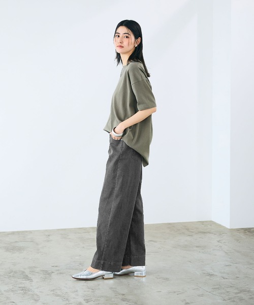 CROSS FUNCTION（クロスファンクション）の「《ストレッチ》エブ楽 ワイドボックスストレッチデニムパンツ【CROSS FUNCTION/クロスファンクション】（デニムパンツ・レディース・ブラック/ネイビー/ブルー/ブルー系その他・M/L/LL/AM/AL/ALL）」の21枚目の写真