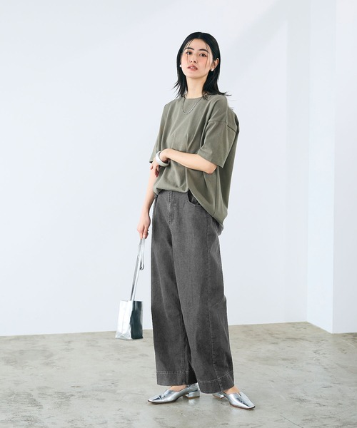 CROSS FUNCTION（クロスファンクション）の「《ストレッチ》エブ楽 ワイドボックスストレッチデニムパンツ【CROSS FUNCTION/クロスファンクション】（デニムパンツ・レディース・ブラック/ネイビー/ブルー/ブルー系その他・M/L/LL/AM/AL/ALL）」の22枚目の写真