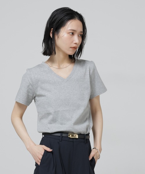 NANO universe(ナノユニバース)の「Anti Soaked(R) 汗染み防止VネックTシャツ(Tシャツ/カットソー・レディース・トップグレー/ブラック/ホワイト/チャコール・S/M/L)」の10枚目の写真