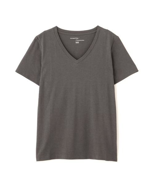 NANO universe(ナノユニバース)の「Anti Soaked(R) 汗染み防止VネックTシャツ(Tシャツ/カットソー・レディース・トップグレー/ブラック/ホワイト/チャコール・S/M/L)」の6枚目の写真