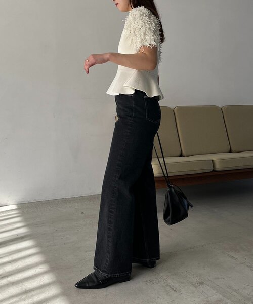 CAPRICIEUX LE'MAGE（カプリシューレマージュ）の「フリンジペプラムニット（ニット/セーター・レディース・チャコールグレー/ベージュ/ホワイト・FREE）」の17枚目の写真