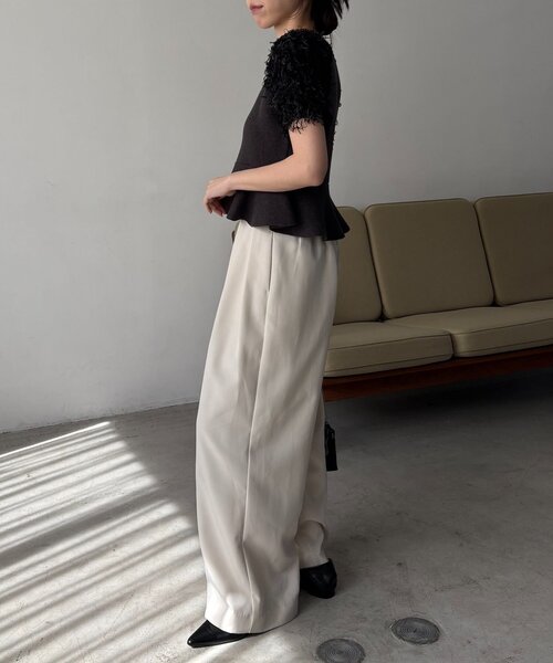 CAPRICIEUX LE'MAGE（カプリシューレマージュ）の「フリンジペプラムニット（ニット/セーター・レディース・チャコールグレー/ベージュ/ホワイト・FREE）」の20枚目の写真