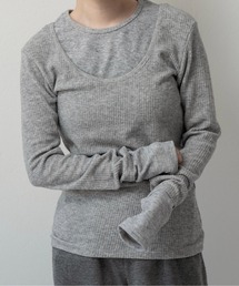 crew neck like layered pattern tops / クルーネックライクレイヤードパターントップス