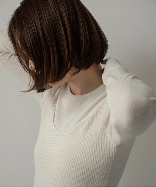 lawgy（ラウジー）の「crew neck like layered pattern tops / クルーネックライクレイヤードパターントップス（Tシャツ/カットソー・レディース・ライトブルー/ブラック/グレー/アイボリー・FREE）」の7枚目の写真