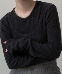 lawgy（ラウジー）の「crew neck like layered pattern tops / クルーネックライクレイヤードパターントップス（Tシャツ/カットソー）」