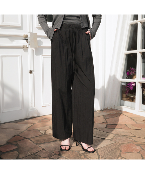 セール】String Pintuck Wide Pants [Black]（その他パンツ）｜DEHEVE