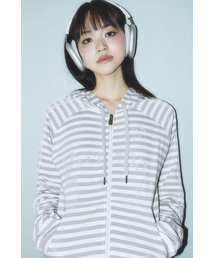 VINTAGE LOGO STRIPE HOOD ZIP-UP GRAY