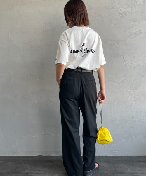The Endless Summer（エンドレスサマー）の「[THE ENDLESS SUMMER/エンドレスサマー] 別注 TES CAL フロッキーロゴプリント カットオフTシャツ（Tシャツ/カットソー・レディース・ホワイト/ベージュ/ブラック・F）」の5枚目の写真