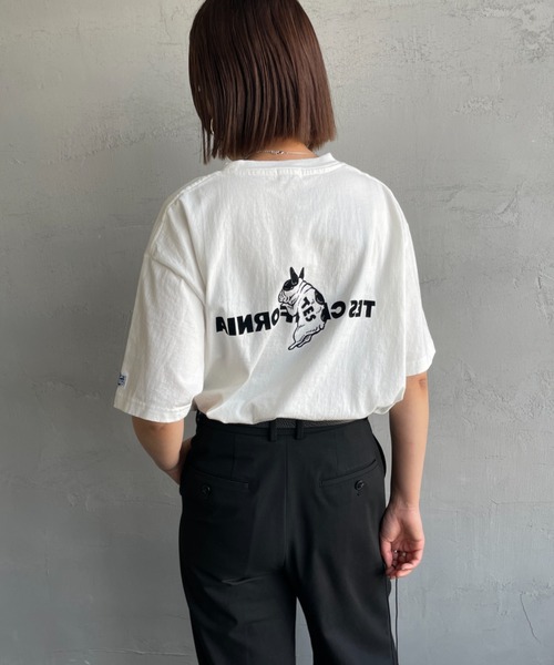 The Endless Summer（エンドレスサマー）の「[THE ENDLESS SUMMER/エンドレスサマー] 別注 TES CAL フロッキーロゴプリント カットオフTシャツ（Tシャツ/カットソー・レディース・ホワイト/ベージュ/ブラック・F）」の11枚目の写真