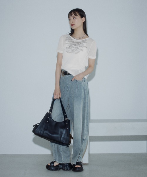 PAGEBOY（ページボーイ）の「シアーグラフィックトップス（Tシャツ/カットソー・レディース・ブラック/オフホワイト・FREE）」の5枚目の写真