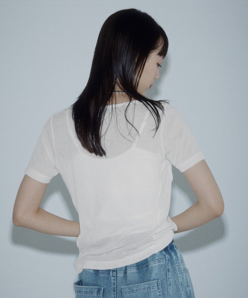 PAGEBOY（ページボーイ）の「シアーグラフィックトップス（Tシャツ/カットソー・レディース・ブラック/オフホワイト・FREE）」の9枚目の写真