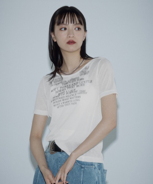 PAGEBOY（ページボーイ）の「シアーグラフィックトップス（Tシャツ/カットソー・レディース・ブラック/オフホワイト・FREE）」の8枚目の写真