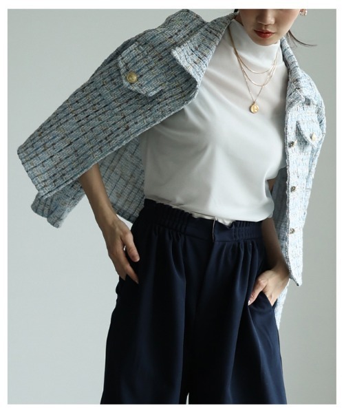 Sawa a la mode(サワアラモード)の「パフスリーブツイードジャケット(その他アウター・レディース・ブルー/ブラック・FREE)」の11枚目の写真