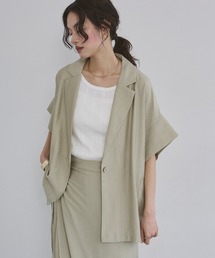 hunch（ハンチ）の「【WEB限定/別注】ワッシャーサテン 半袖シャツジャケット（テーラードジャケット）」