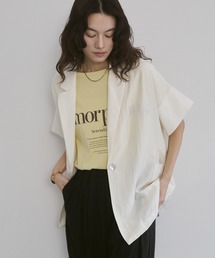 hunch | ワッシャーサテン 半袖シャツジャケット(テーラードジャケット)