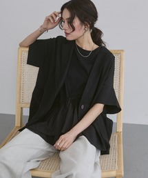 hunch（ハンチ）の「【WEB限定/別注】ワッシャーサテン 半袖シャツジャケット（テーラードジャケット）」