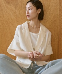 hunch（ハンチ）の「【WEB限定/別注】ワッシャーサテン 半袖シャツジャケット（テーラードジャケット）」