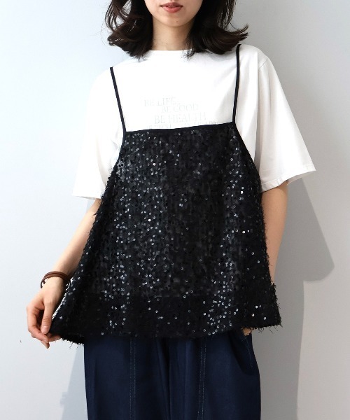 leswel(レスウェル)の「【M~5L】【WEB/一部店舗限定】フェザースパンコールキャミブラウス(キャミソール・レディース・オフホワイト/ブラック/ピンク・M/L/LL/3L/4L/5L)」の6枚目の写真