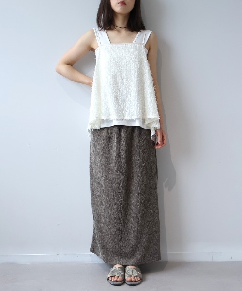 leswel(レスウェル)の「【M~5L】【WEB/一部店舗限定】フェザースパンコールキャミブラウス(キャミソール・レディース・オフホワイト/ブラック/ピンク・M/L/LL/3L/4L/5L)」の10枚目の写真