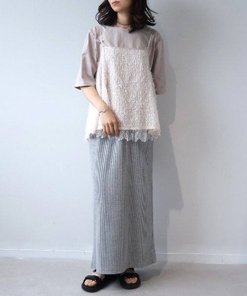 leswel(レスウェル)の「【M~5L】【WEB/一部店舗限定】フェザースパンコールキャミブラウス(キャミソール・レディース・オフホワイト/ブラック/ピンク・M/L/LL/3L/4L/5L)」の13枚目の写真
