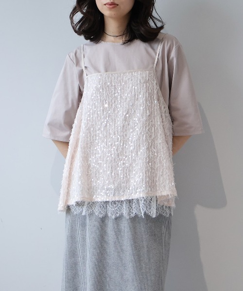 leswel(レスウェル)の「【M~5L】【WEB/一部店舗限定】フェザースパンコールキャミブラウス(キャミソール・レディース・オフホワイト/ブラック/ピンク・M/L/LL/3L/4L/5L)」の15枚目の写真