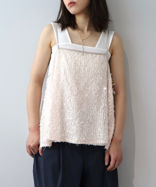 leswel(レスウェル)の「【M~5L】【WEB/一部店舗限定】フェザースパンコールキャミブラウス(キャミソール・レディース・オフホワイト/ブラック/ピンク・M/L/LL/3L/4L/5L)」の17枚目の写真