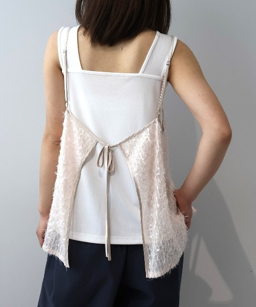leswel(レスウェル)の「【M~5L】【WEB/一部店舗限定】フェザースパンコールキャミブラウス(キャミソール・レディース・オフホワイト/ブラック/ピンク・M/L/LL/3L/4L/5L)」の18枚目の写真