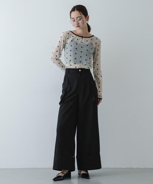 SENSE OF PLACE by URBAN RESEARCH（センスオブプレイスバイアーバンリサーチ）の「モチーフシアーカットトップ（Tシャツ/カットソー・レディース・オフホワイト/ベージュ/ブラック・ONE）」の6枚目の写真