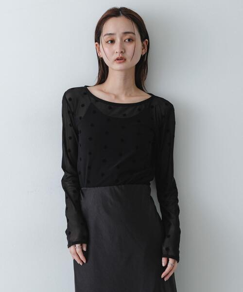 SENSE OF PLACE by URBAN RESEARCH（センスオブプレイスバイアーバンリサーチ）の「モチーフシアーカットトップ（Tシャツ/カットソー・レディース・オフホワイト/ベージュ/ブラック・ONE）」の11枚目の写真