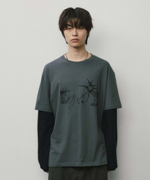 WMC（ダブリューエムシー）の「クルーネックレイヤードロングスリーブ_チャコールグレー（Tシャツ/カットソー）」