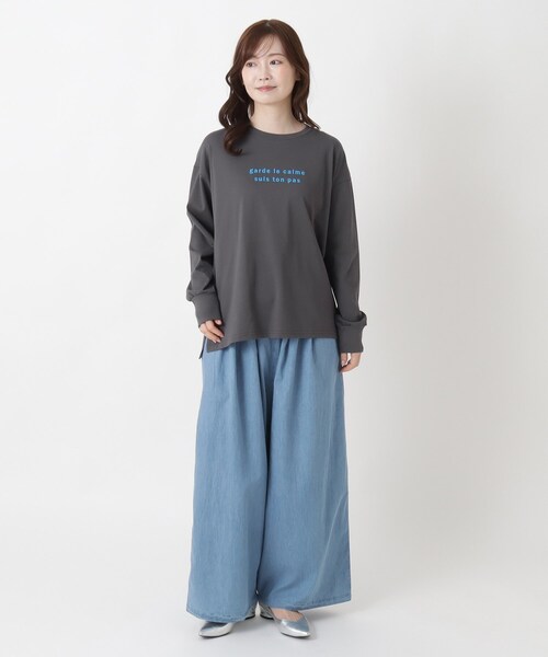 one'sterrace(ワンズテラス)の「【ひんやり】クルーネック プリントプルオーバー(Tシャツ/カットソー・レディース・ベージュ系8/ブラック系8/ホワイト系9/グレー系その他7・02)」の9枚目の写真