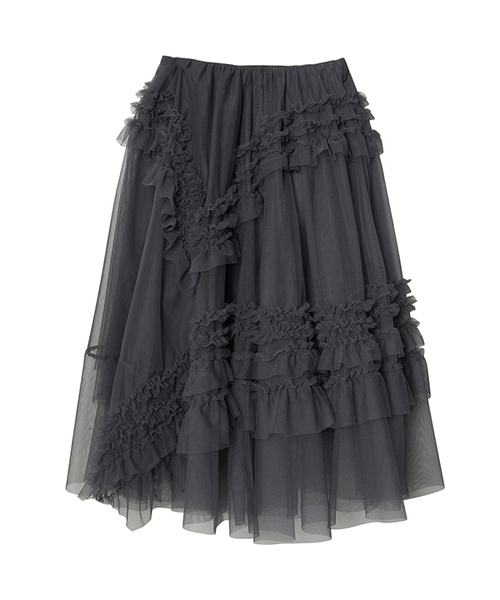 FLAREUP(フレアアップ)の「Tulle Layered Long Skirts (FL-266_Charcoal)(スカート・レディース・ダークグレー・OS)」の1枚目の写真