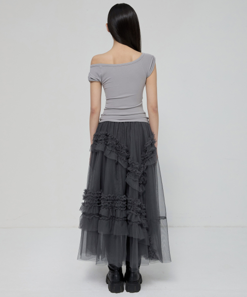 FLAREUP(フレアアップ)の「Tulle Layered Long Skirts (FL-266_Charcoal)(スカート・レディース・ダークグレー・OS)」の8枚目の写真