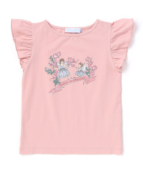 Tartine et Chocolat（タルティーヌエショコラ）の「ベア天竺袖フリルプリントTシャツ（Tシャツ/カットソー・キッズ・ピンク/ブルー・140cm/120cm/110cm/90cm/100cm/130cm）」の2枚目の写真