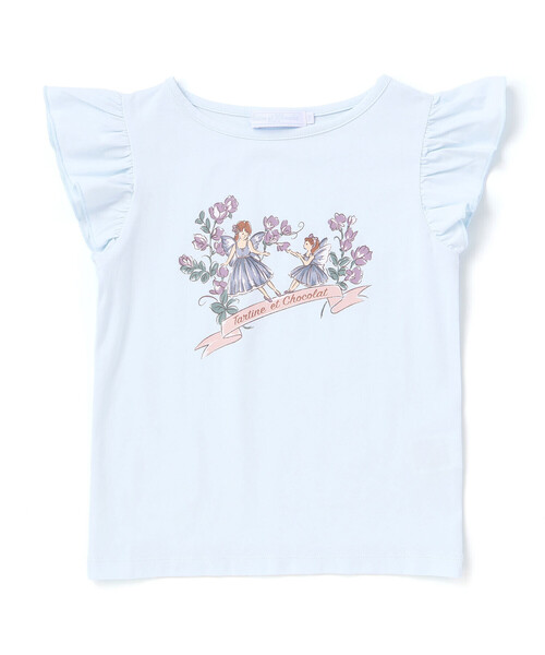 Tartine et Chocolat（タルティーヌエショコラ）の「ベア天竺袖フリルプリントTシャツ（Tシャツ/カットソー・キッズ・ピンク/ブルー・140cm/120cm/110cm/90cm/100cm/130cm）」の4枚目の写真