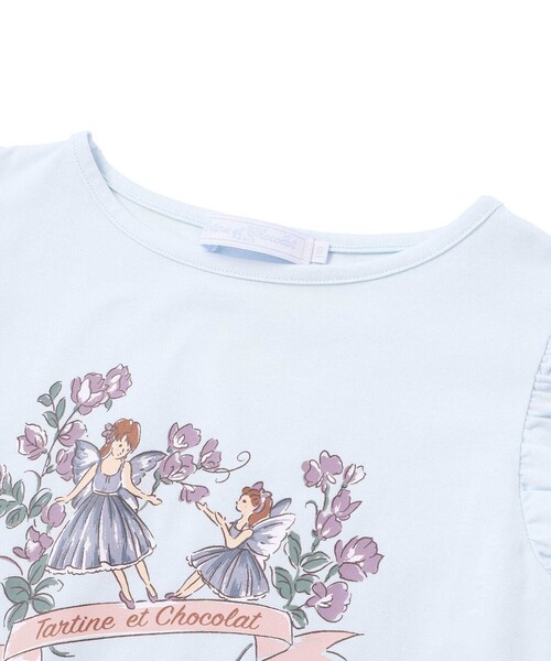 Tartine et Chocolat（タルティーヌエショコラ）の「ベア天竺袖フリルプリントTシャツ（Tシャツ/カットソー・キッズ・ピンク/ブルー・140cm/120cm/110cm/90cm/100cm/130cm）」の6枚目の写真