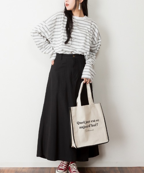RCD（アールシーディー）の「BIGボーダーロングスリーブTシャツ（Tシャツ/カットソー・レディース・グレー×ホワイト/ブルー系その他5/ブラック×ホワイト・M-L/LL～3L）」の16枚目の写真