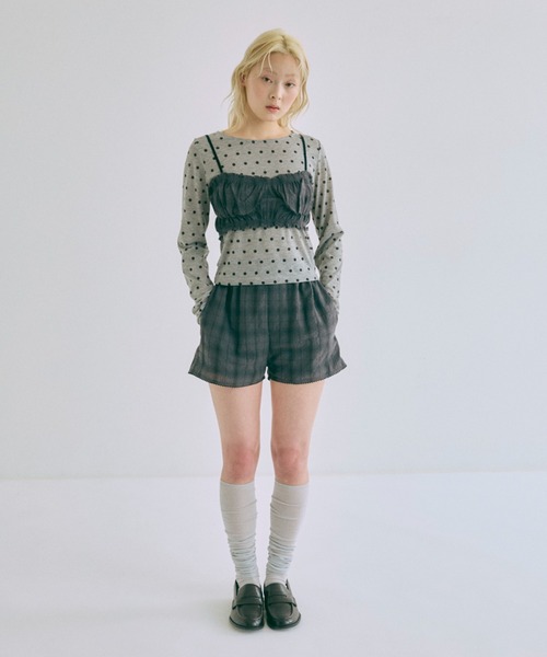 EN NEUME(エンノイム)の「【Set Up】Gather Checked Bandeau(その他トップス・レディース・ブルー/ブラウン/チャコール・FREE)」の6枚目の写真